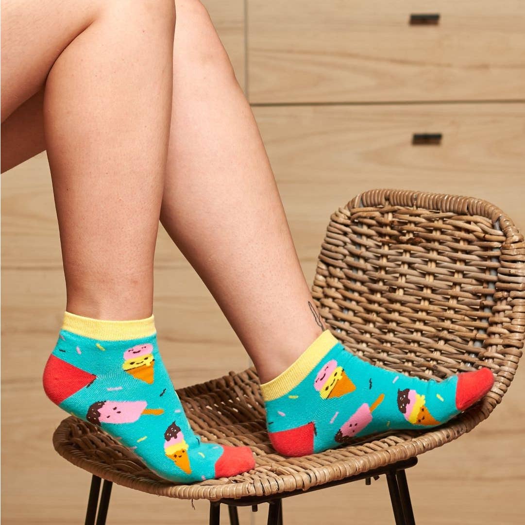 Ankelstrømper - Sjove Korte Sokker med Is