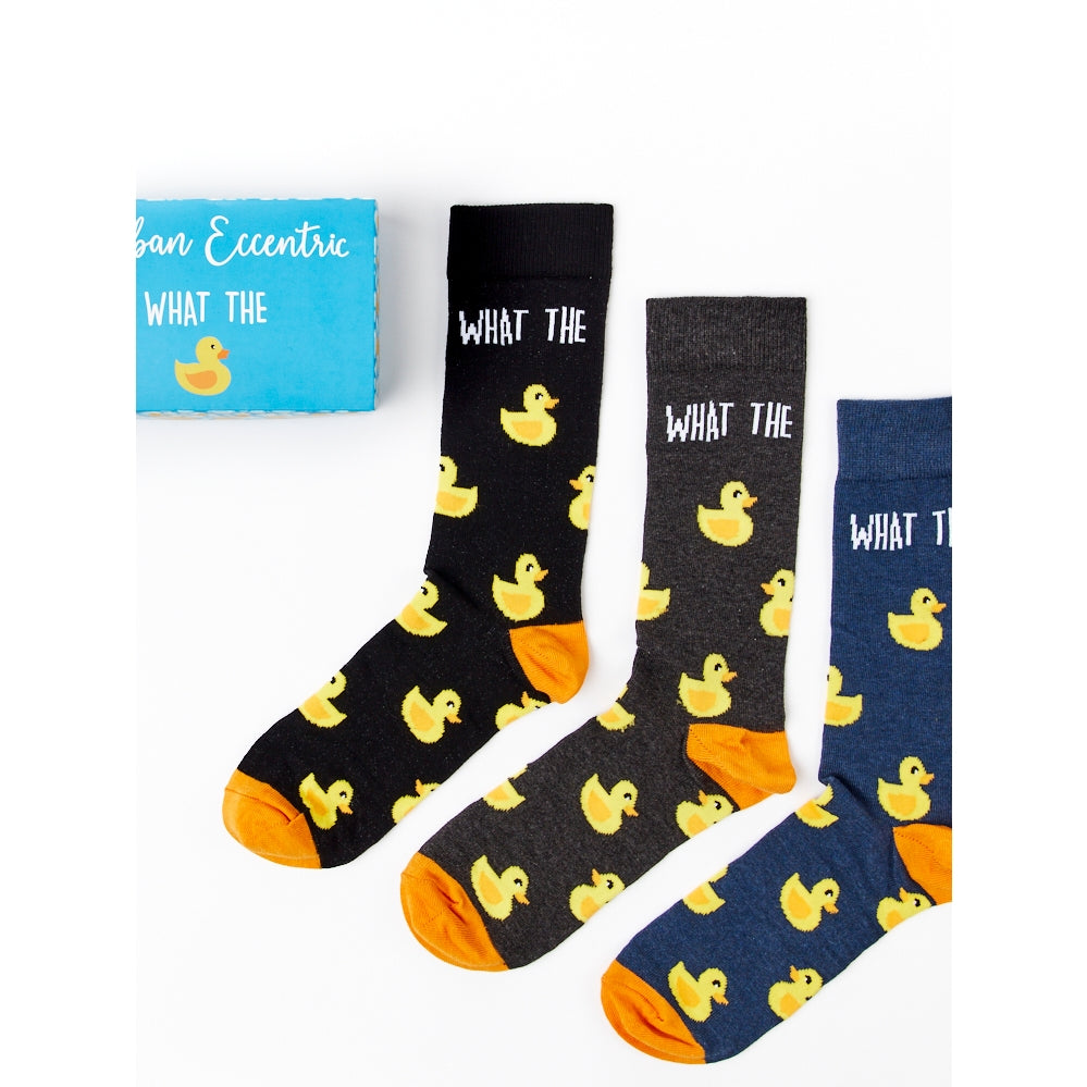 Gaveæske med Sjove strømper, Unisex - 'What the 'Duck' (3 par)