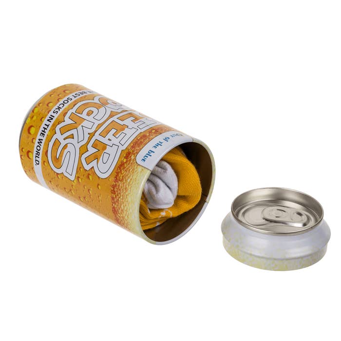Beer Socks - Øl Sokker i Metal Øldåse