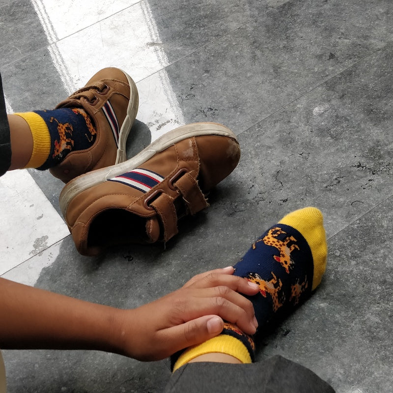 Bambus Strømper, Børn - 'Red Leoparden' (Rainforest Trust)