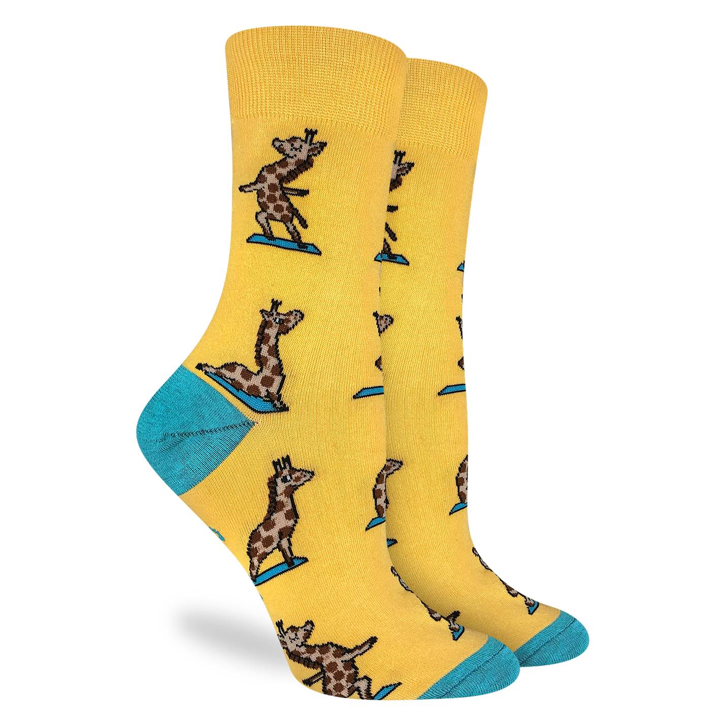 Sjove Dame Strømper - 'Yoga Giraffen' Job & Hobby Good Luck Sock