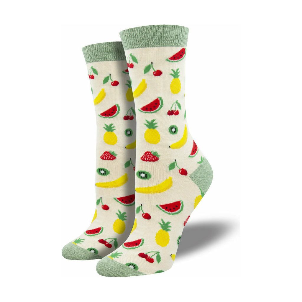 Bambus Strømper, Dame - ’Let’s get Fruity’ Mad & Drikke Socksmith Beige