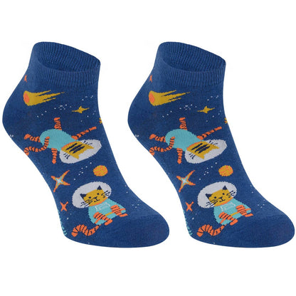 Ankelstrømper - Sjove Korte Sokker med Astronaut-Katte