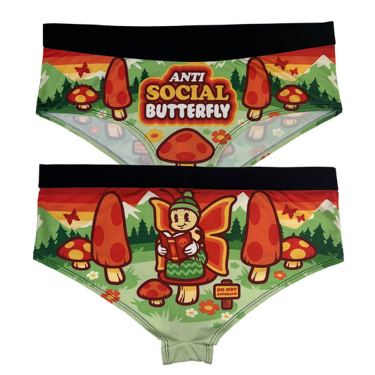 Anti-Social Butterfly Trusser til Kvinder - Svampe og Sommerfugl Undertøj
