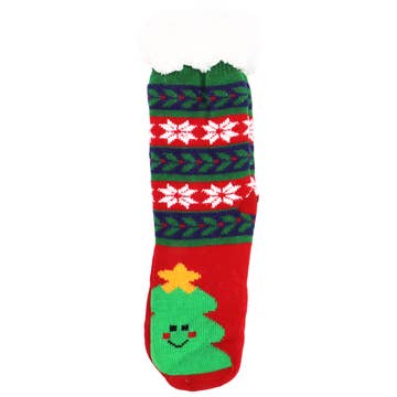 Julesokker med Skridsikker Sål - Tykke Fleece Loungesokker