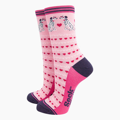 Bambus Sokker Gaveæske til Kvinder - Kærlighedshjerte Hunde