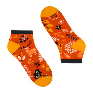 Ankelstrømper - Efterårsmotiver i Orange