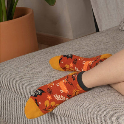 Ankelstrømper - Efterårsmotiver i Orange