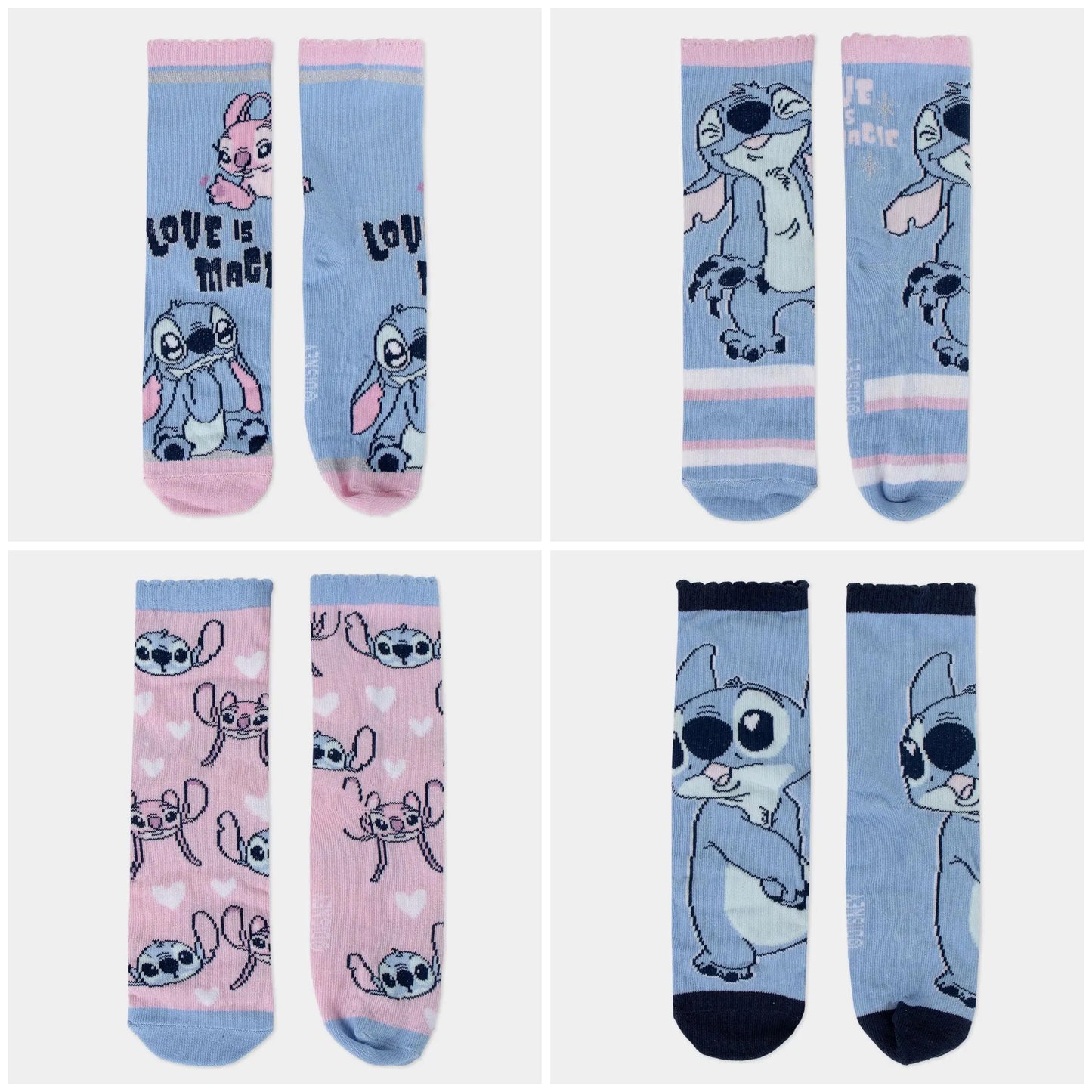 Stitch Strømper - 4 Par Børnestrømper i Gaveboks