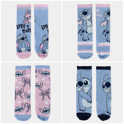 Stitch Strømper - 4 Par Børnestrømper i Gaveboks