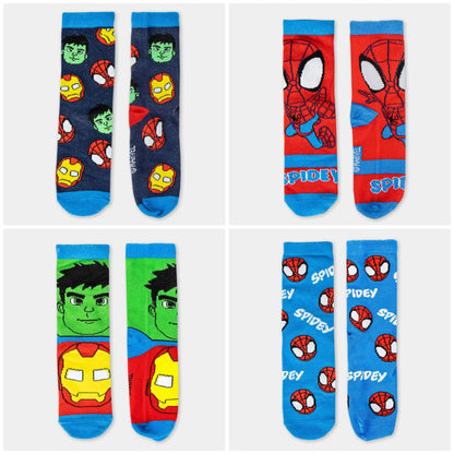 Spidey Strømper - 4 Par Marvel Børnestrømper i Gaveboks
