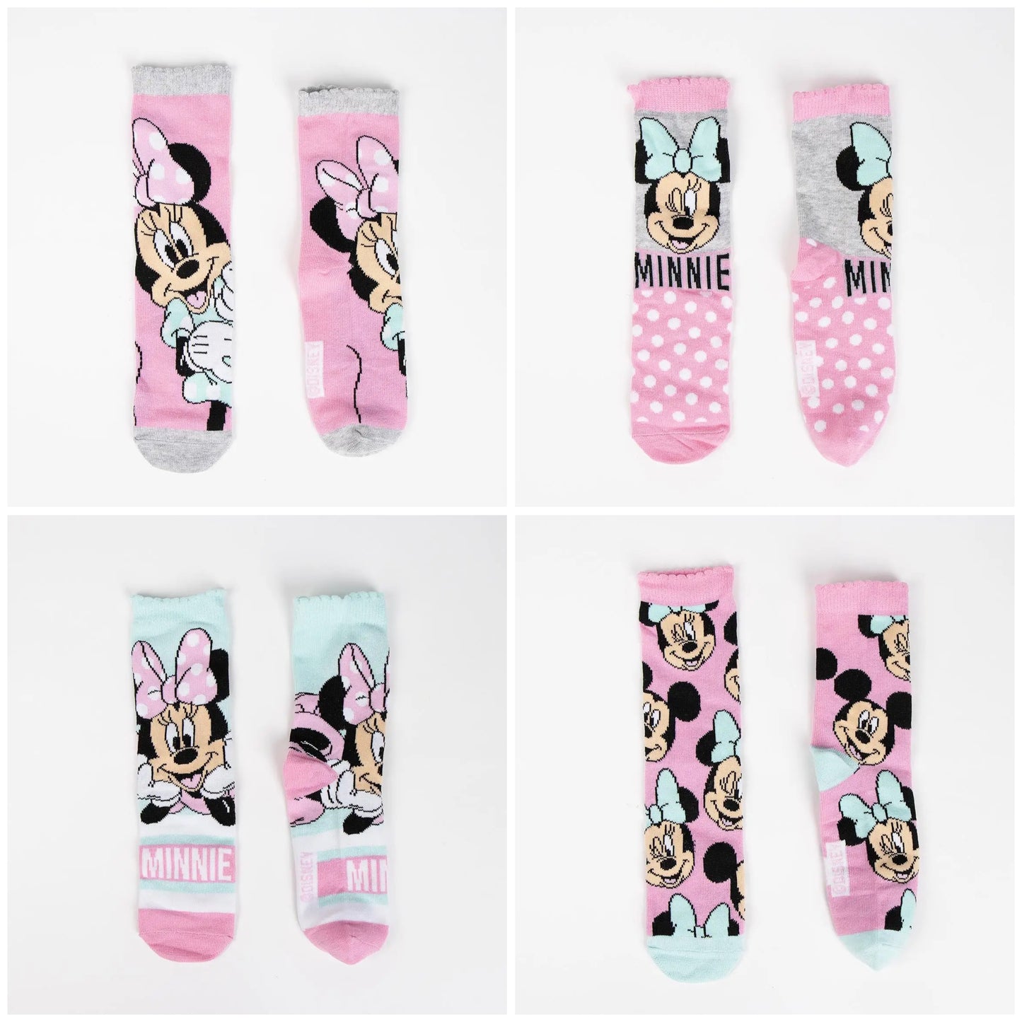 Minnie Mouse Strømper - 4 Par Børnestrømper i Gaveboks