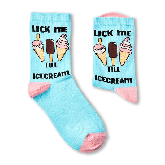 Strømper med Tekst, Dame - 'Lick me till IceCream'