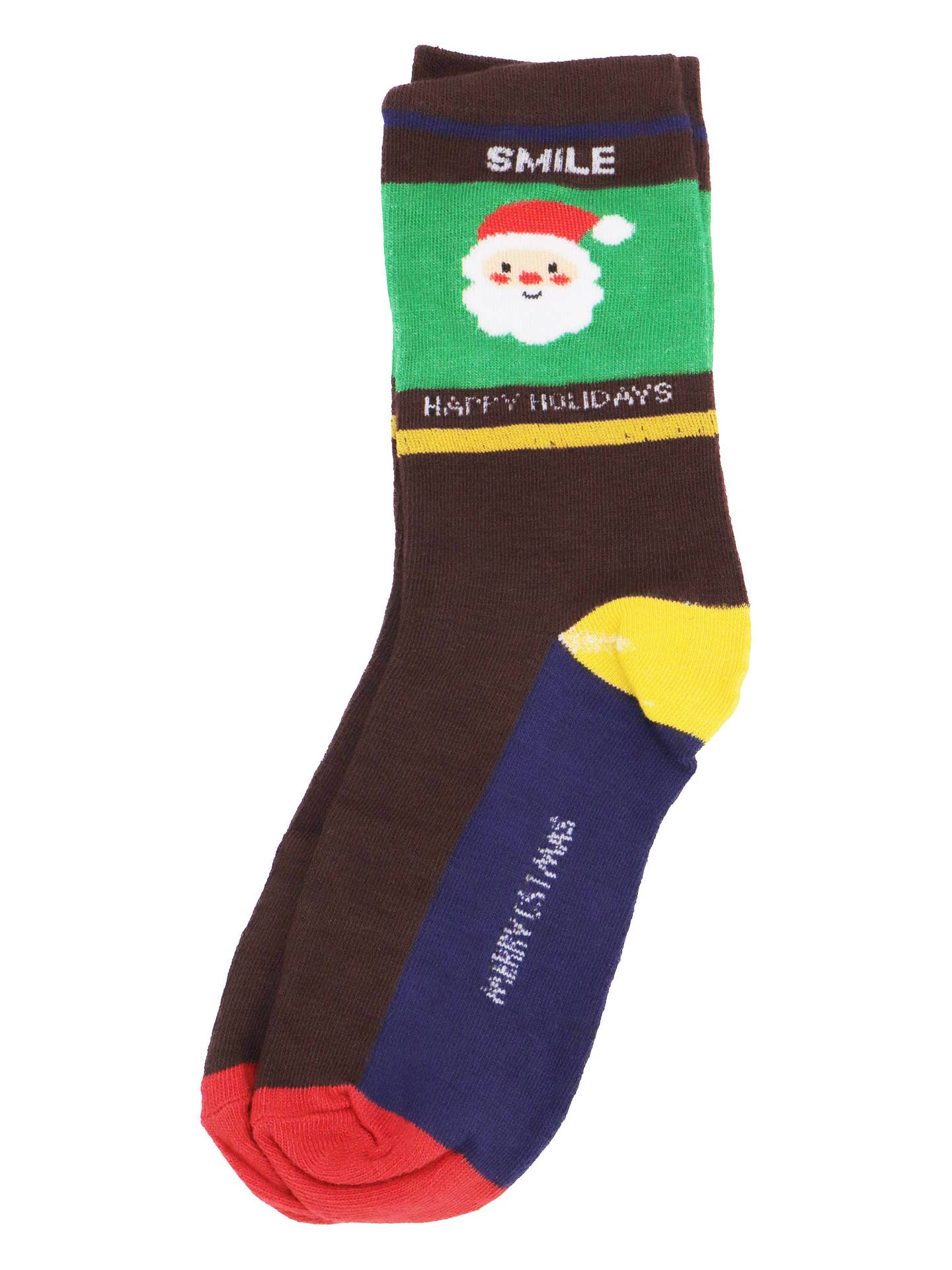 Julesokker med Julemand SMILE Happy Holidays - Elastiske Festlige Sokker