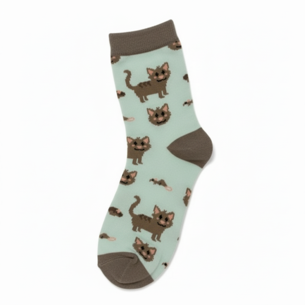 Centered sock with cat pattern