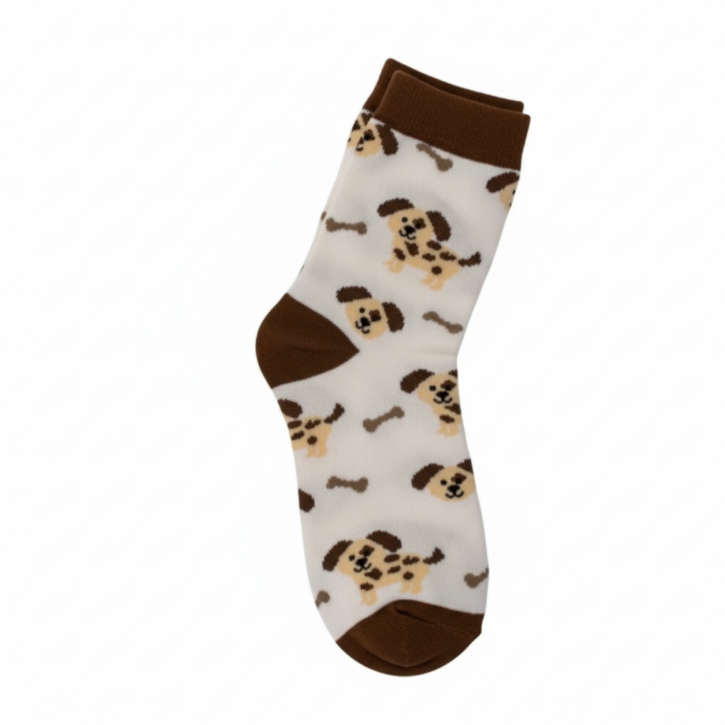 Centered sock with dog pattern