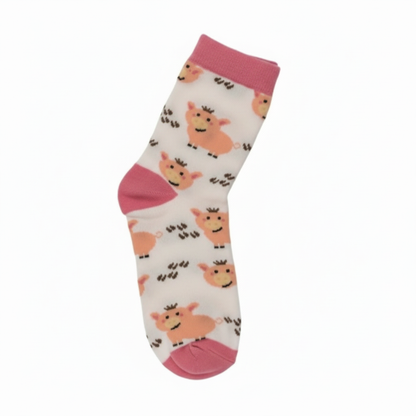 Centered sock with pig pattern