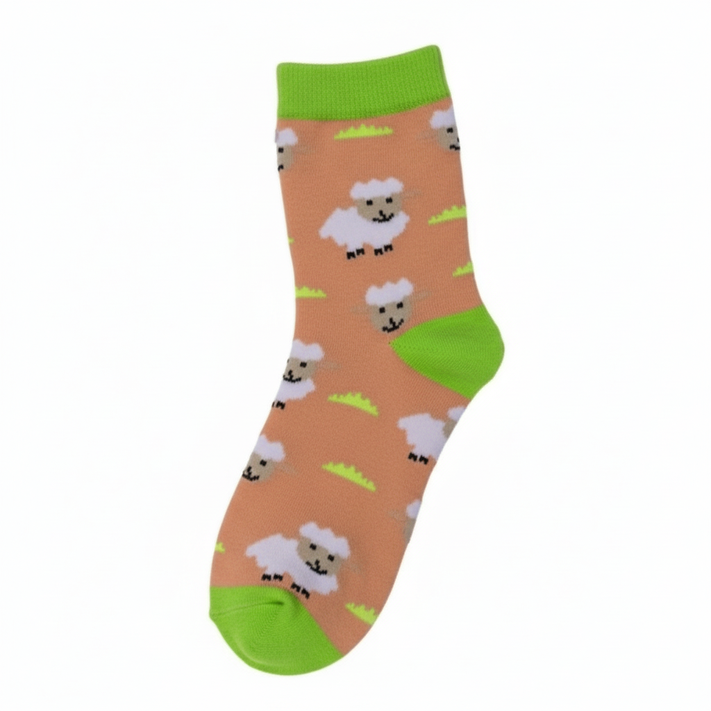 Centered sock with sheep pattern