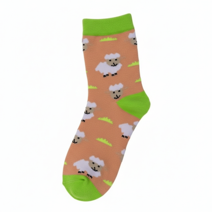 Centered sock with sheep pattern