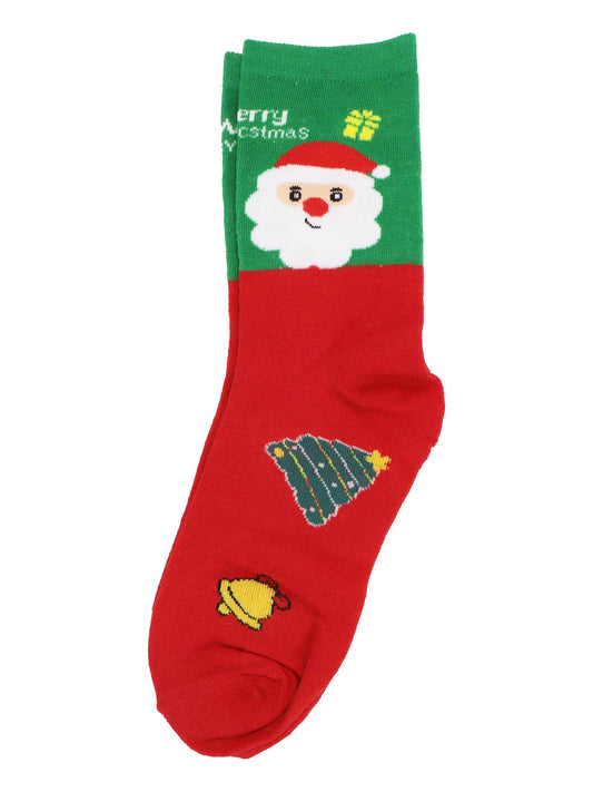 Festlige Julesokker med Julemand - Elastiske Røde og Grønne Sokker