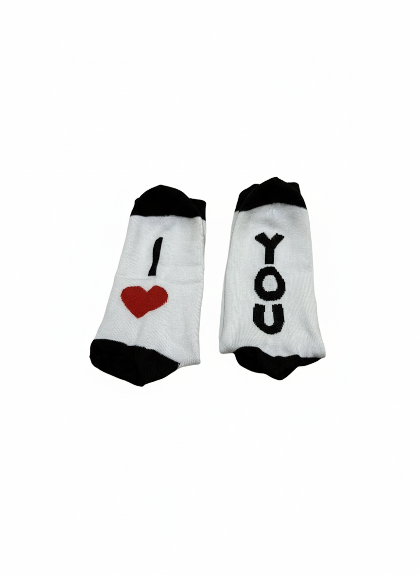 I Love You sokker med hvid baggrund