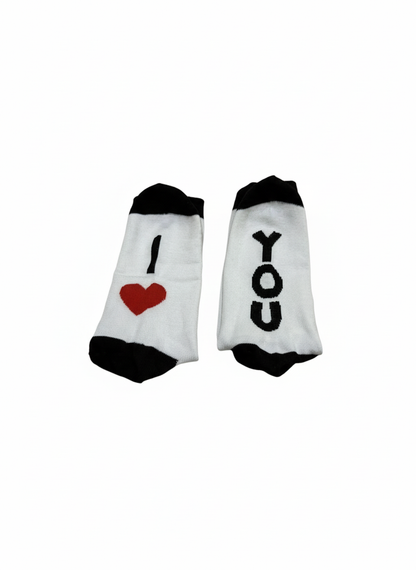 I Love You sokker med hvid baggrund