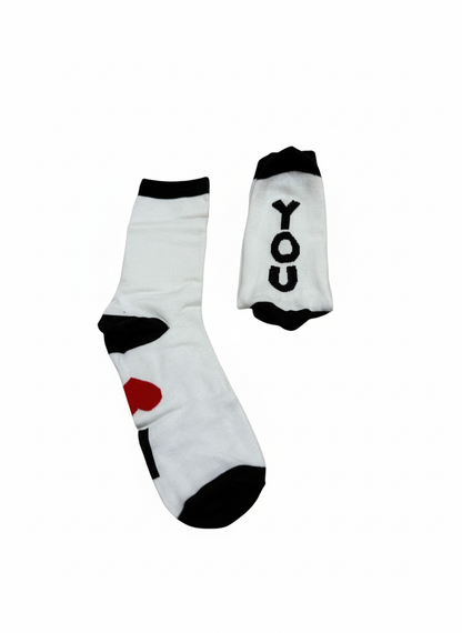 I Love You sokker med hvid baggrund