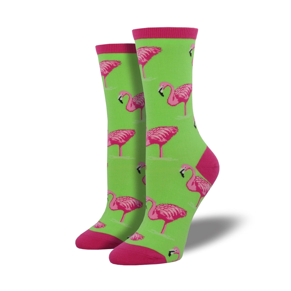 Sjove Strømper, Dame - ‘Flamingo’ Dyr Socksmith Grøn 
