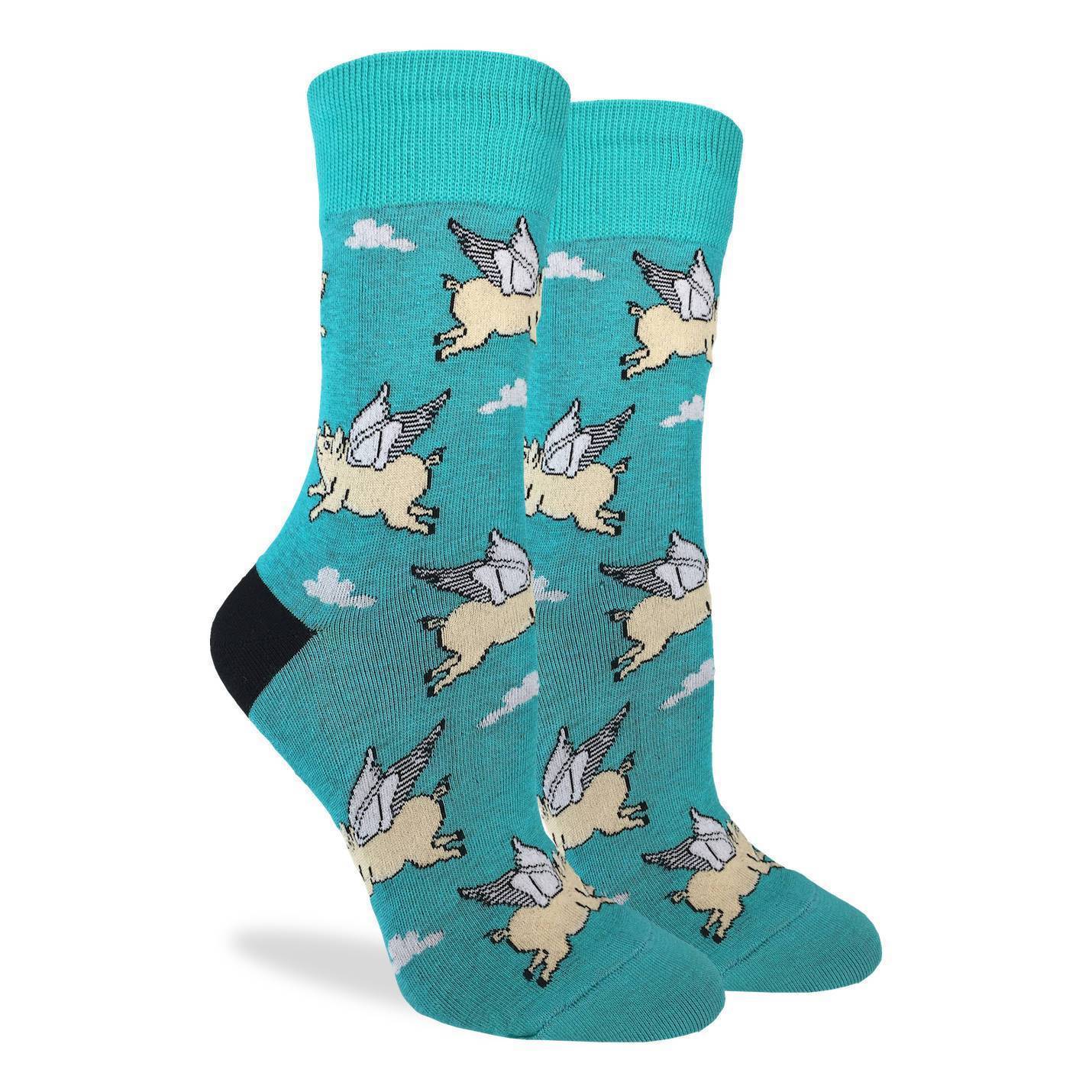 Sjove Dame Strømper - 'En Flyvende Gris' Dyr Good Luck Sock