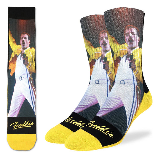 Sjove Herre Strømper - 'Freddie Mercury at Wembley 1986' Musik & Sport Good Luck Sock 